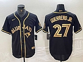 Men's Toronto Blue Jays #27 Vladimir Guerrero Jr Black Gold Cool Base Stitched Baseball Jerseys,baseball caps,new era cap wholesale,wholesale hats